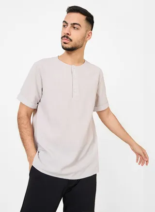 Cross Dyed Half Placket Regular Shirt