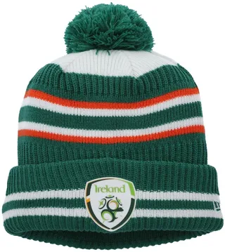 Men's New Era Green Ireland National Team Bobble Fleece Cuffed Knit Hat with Pom