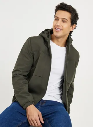Hooded Jacket with Zip Closure