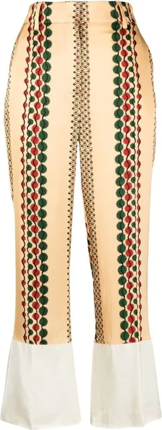Abstract-Print Cropped Trousers