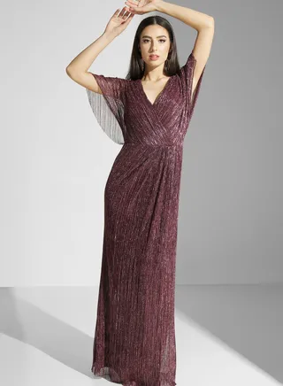 Surplice Neck Flared Sleeve Dress