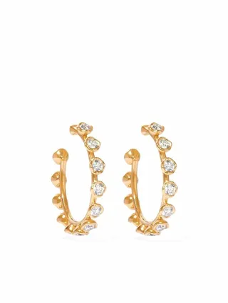 18kt yellow gold Marguerite diamond hoop earrings