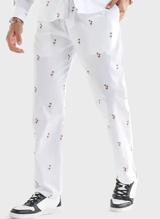 Bird Print Drawstring Pant