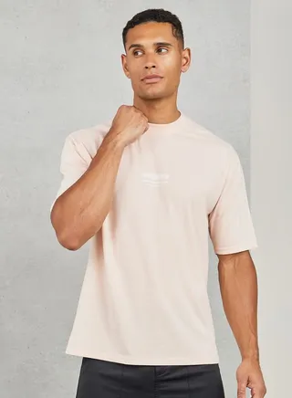 Cotton Rich Oversized Minimal Print T-Shirt