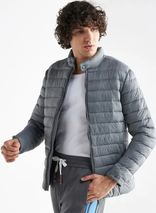 Quilted Zip Through Bomber Jacket