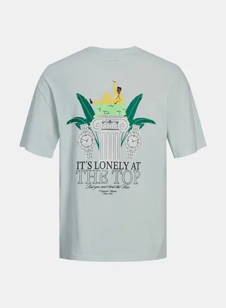 Its Lonely At The Top Front and Back Print Knit Crew Neck T-Shirt