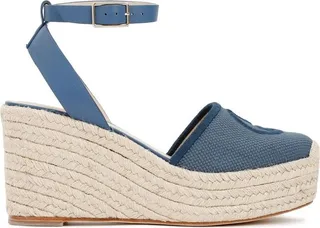 Giorgio Armani Logo Embroidered Wedge Heel Espadrilles