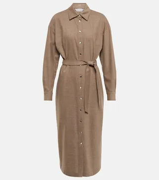 Fronda wool-blend flannel midi dress