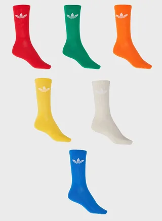 6 Pack Trefoil Crew Socks