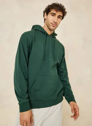 Relaxed Fit Fleece Hoodie with Kangaroo Pocket