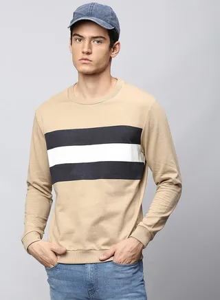 Striped Panel Regular Fit Sweatshirt