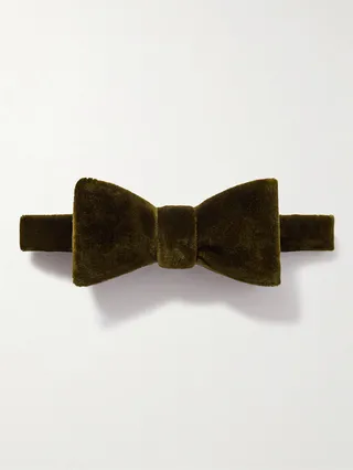 Pre-Tied Cotton-Velvet Bow Tie