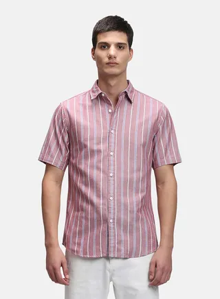 Striped Print Regular Fit Casual Shirt