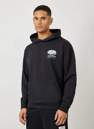 Heavy Fleece Back Print Oversized Hoodie