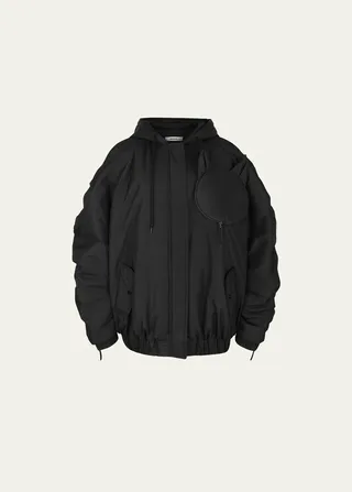 Hooded Zip-Sleeve Bomber Jacket