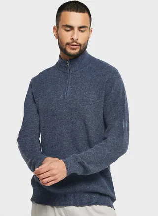 Quarter Zip Neck Knit Sweater