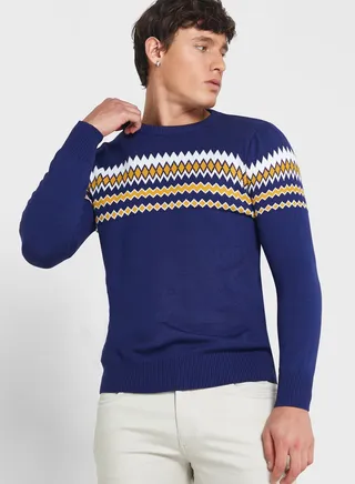 Geometric Crew Neck Sweater