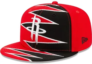 Men's Red and Black Houston Rockets Zig Zag Split 9FIFTY Snapback Hat