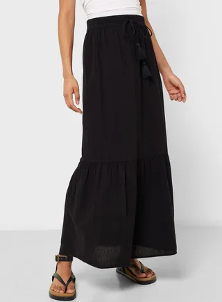 Elasticated High Waist Maxi Skirt