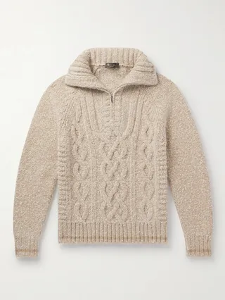 Cable-Knit Cashmere Half-Zip Sweater