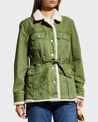 Coppen Belted Twill and Sherpa Utility Jacket