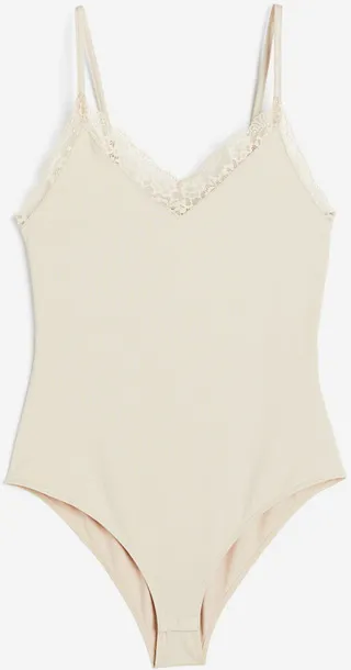 Lace-trimmed Jersey Bodysuit