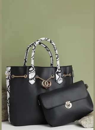 Solid Office Hand Bag Combo Set with Zip Lock For Women