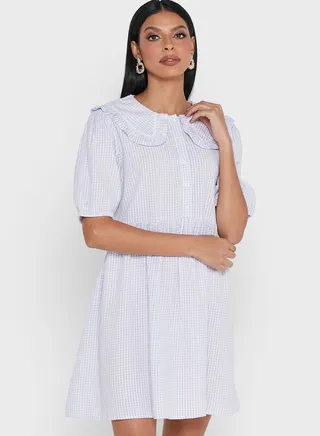 Gingham Overlay Dress