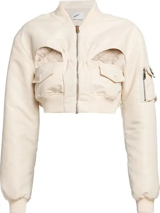 Cropped Cut-Out Bomber Jacket