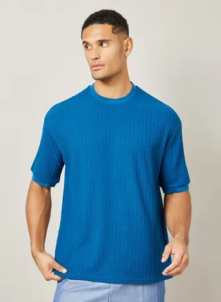 Premium Puff Knit Textured Oversized T-Shirt