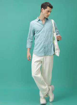 Textured Chest Pocket Shirt with Long Sleeves