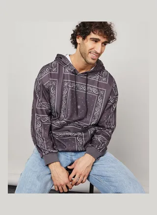 Paisley Print Boxy Fit Hoodie