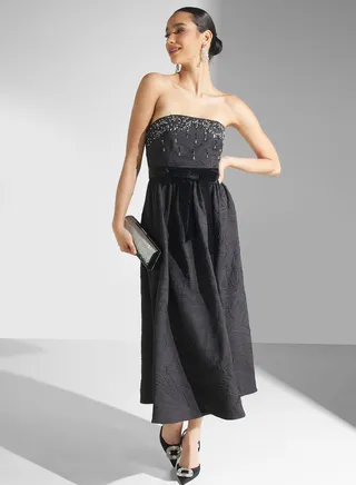 Bardot Pleated Dress
