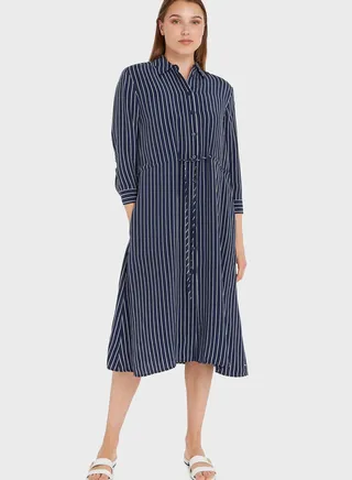 Striped Button Detail Dress