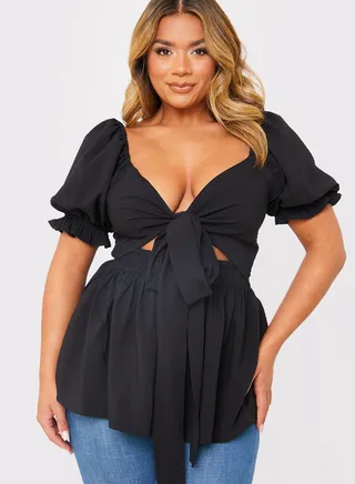 Tie Detail Puff Sleeve Top
