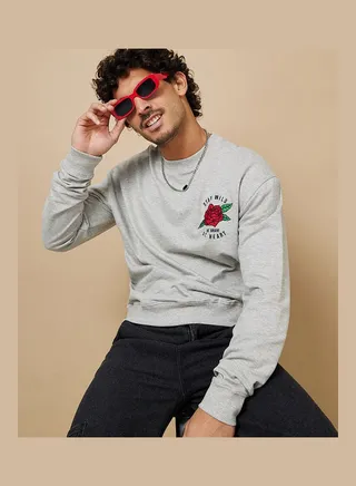 Embroidery Chest Motif Regular Fit Sweatshirt