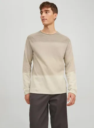 Knitted Colorblock Round Neck Sweater