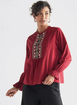 Embroidered Knitted Top