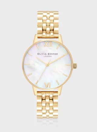 Mother Of Pearl Bracelet Mesh Strap Analog Watch