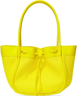 Large Raffia Ruched Tote Bag