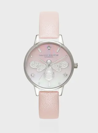 Sparkle Bee Leather Strap Analog Watch