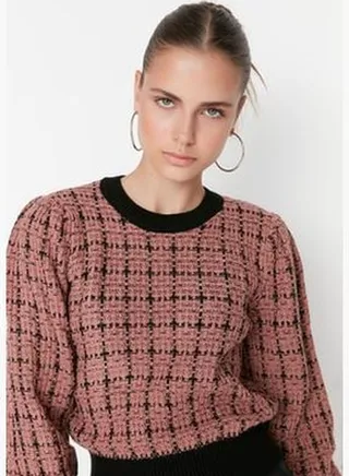 Dried Rose Glittery Tweed Look Knitwear Sweater Knitwear Sweater TWOAW21KZ0032