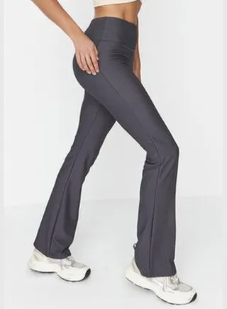 Dark Anthracite Contouring and Ribbed Spanish Leg Yoga Sports Leggings TWOAW23TY00011