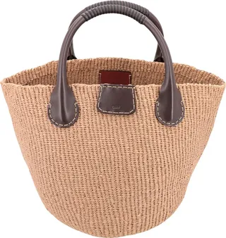 Rafia and leather handbag