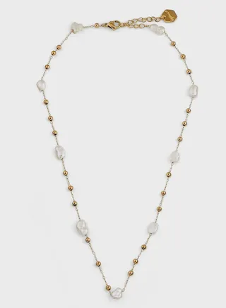 EDEN PEARL BEADED DAINTY CHAIN NECKLACE