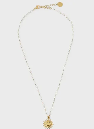 HARU SUN PENDANT MINI PEARL CHAIN NECKLACE