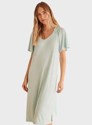 V-Neck Side Slit Night Dress