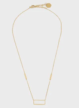 CATRINE RECTANGLE SQUARE PEARL PENDANT BAR CHAIN NECKLACE