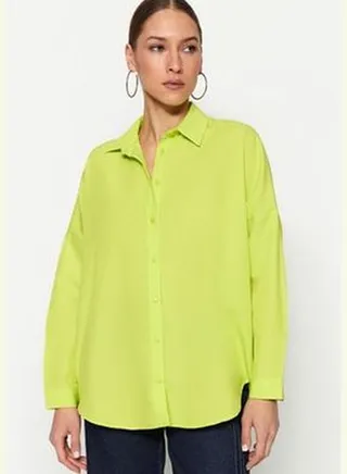 Light Green Oversized Woven Shirt TWOSS22GO0669