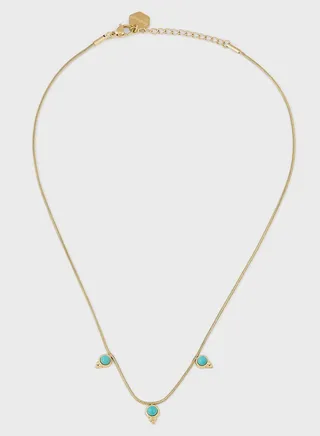 SOLAY T URQUOISE BEADED SNAKE CHAIN NECKLACE